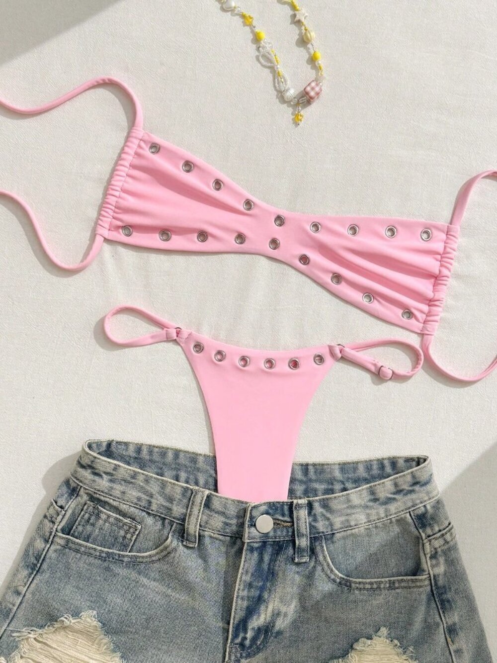 Pink Sexy Women's Bandeau Bikini Set